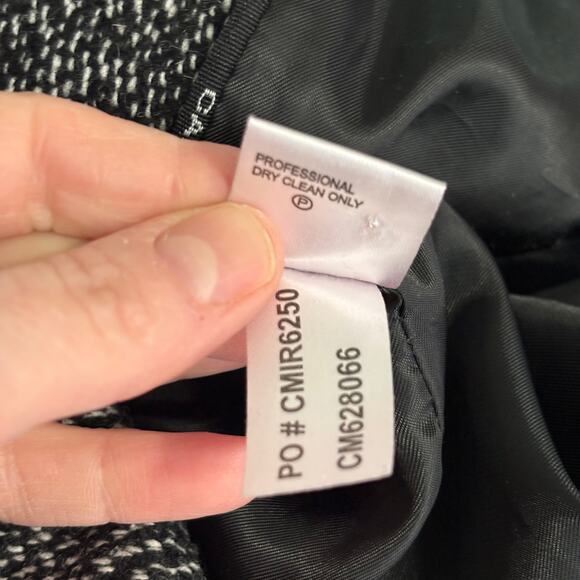 Calvin‎ Klein Jacket Large Black Wool Tweed Pea Coat Long Warm Pockets Collar - Picture 13 of 13